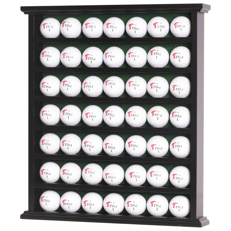 DisplayGifts Golf Gift 49-Golf Ball Display Case Cabinet Rack, No Door Open Rack Black Finish Frame - Image 1